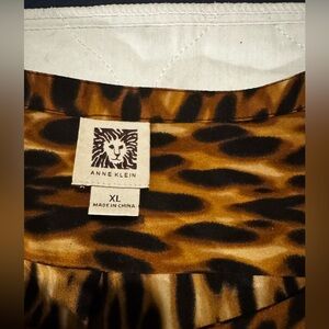 Anne Klein Leopard Print Blouse in Black and Brown